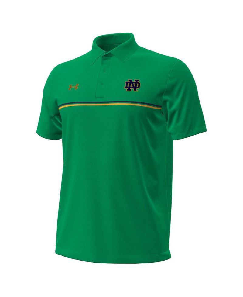 Men's Green Notre Dame Fighting Irish Performance Drive Chest Stripe Polo Shirt
