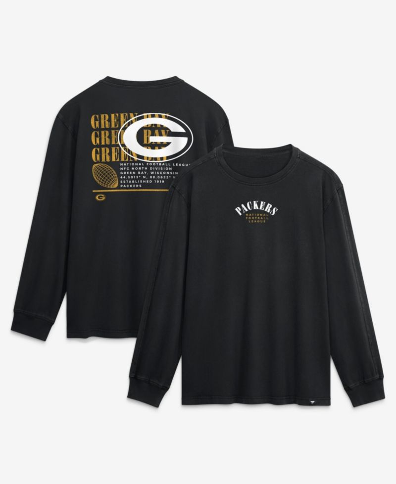 Men's Black Green Bay Packers Relaxed Fullback Drive Long Sleeve Fashion T-Shirt
