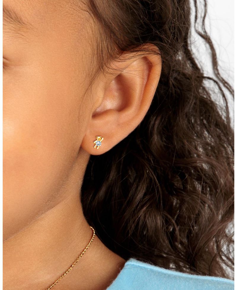 14K Gold Teddy Bear Bliss Studs Screw Back Earrings