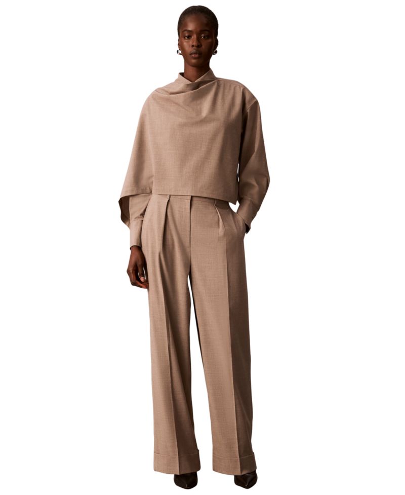 Women's High-Rise Wide-Leg Pleated Pants
