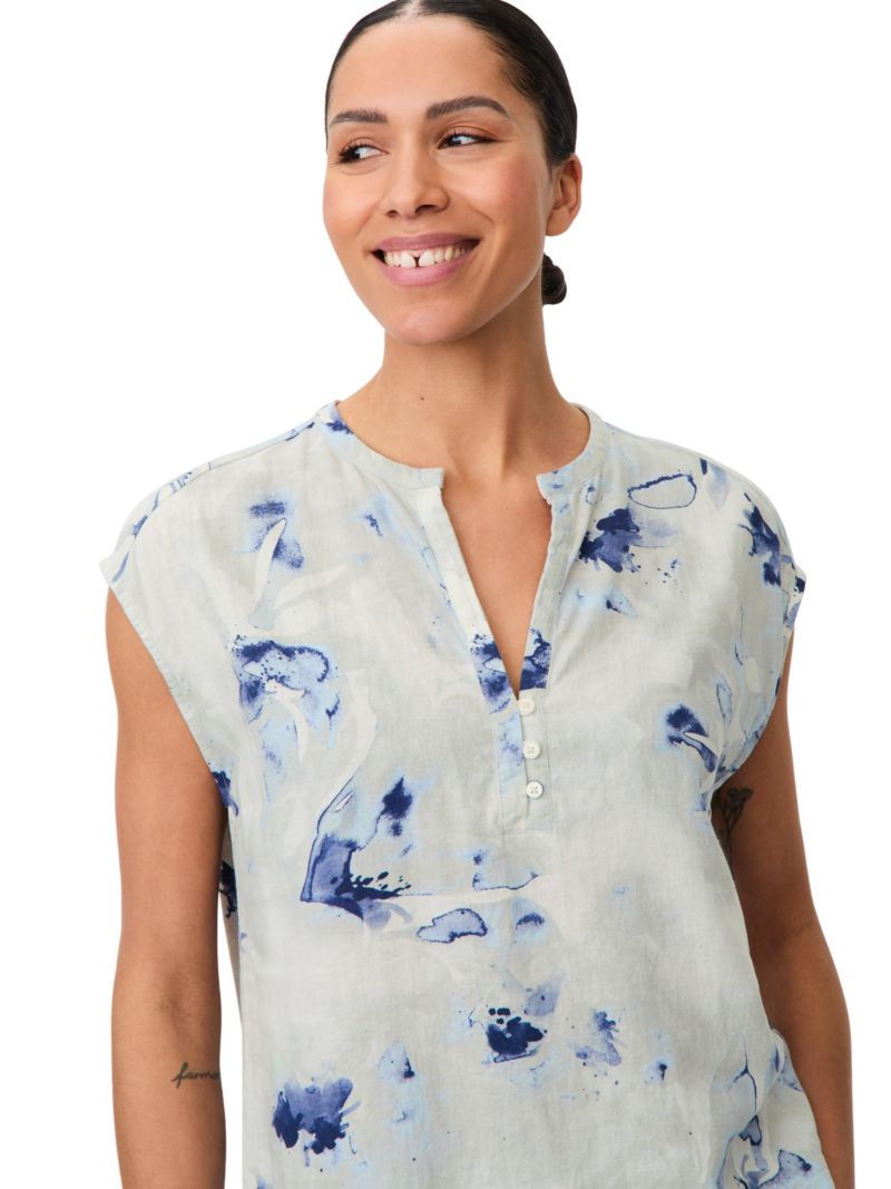 Women's Maelphira Floral Cap-Sleeve Linen-Viscose Blend Blouse