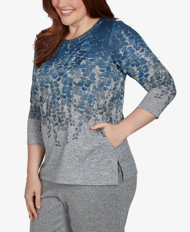 Petite Falling Leaves Pocket Knit Top