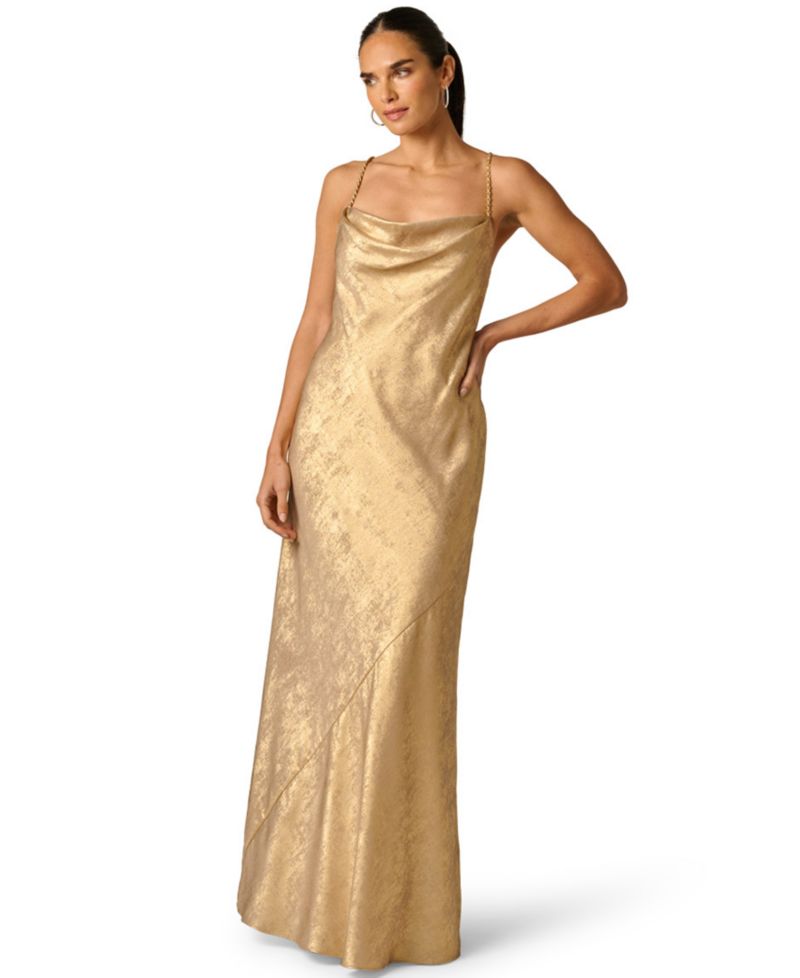 Women's Foiled Cowl Neck Ball Gown