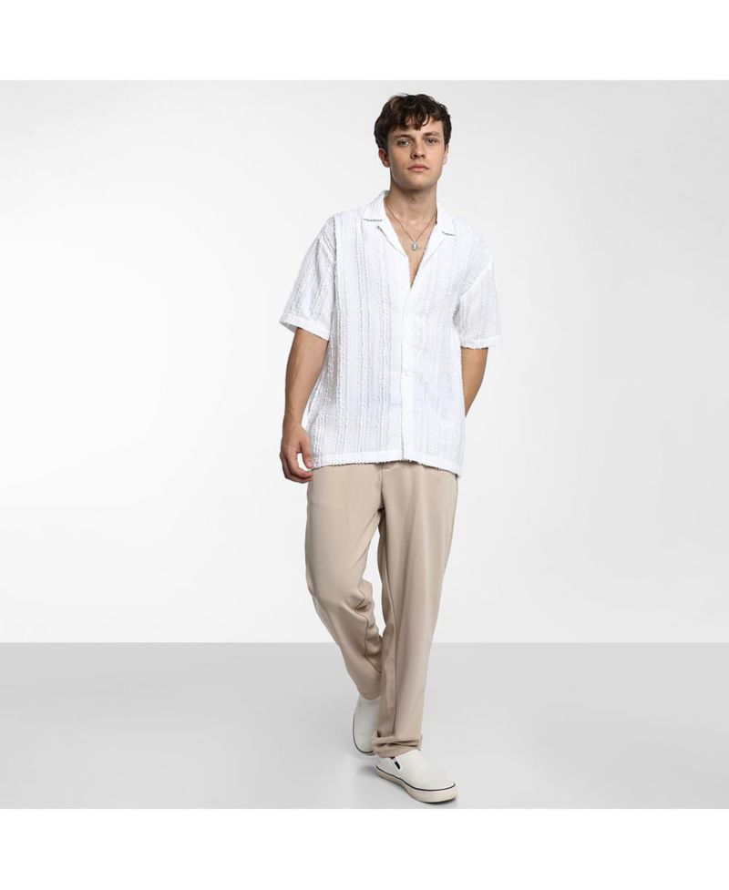Men's Unhemmed Striped Oversized Shirt