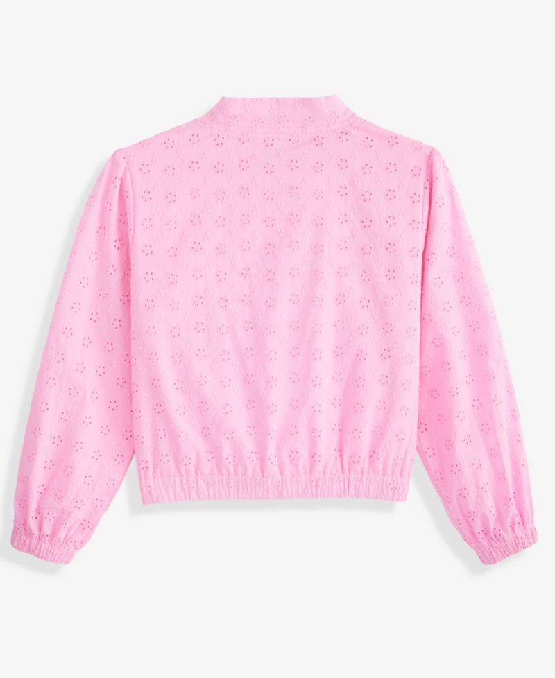 Girls' 5-20 Cotton Eyelet Bomber Jacket