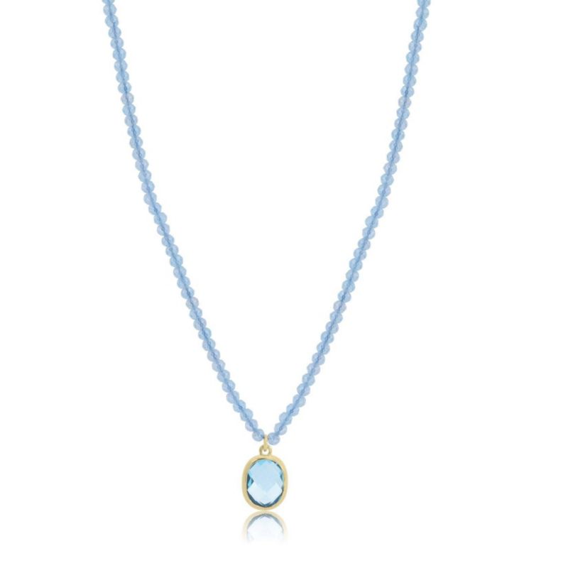 Topaz Bead Bezel Necklace 14K Yellow Gold