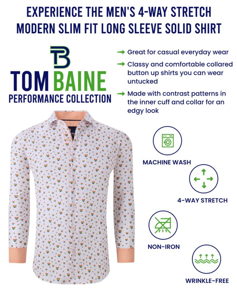 Men's Slim Fit Pride Performance Novelty Button Down Dress Shirt
