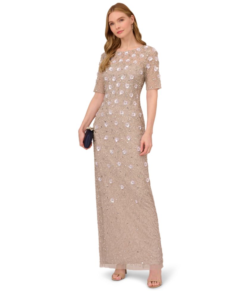 Women's Embellished Floral Sheath Dress