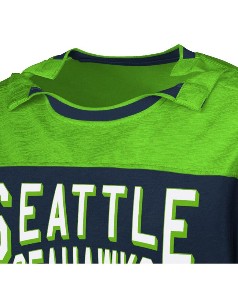 Men's College Navy/Neon Green Seattle Seahawks Adaptive Hail Mary Long Sleeve T-Shirt