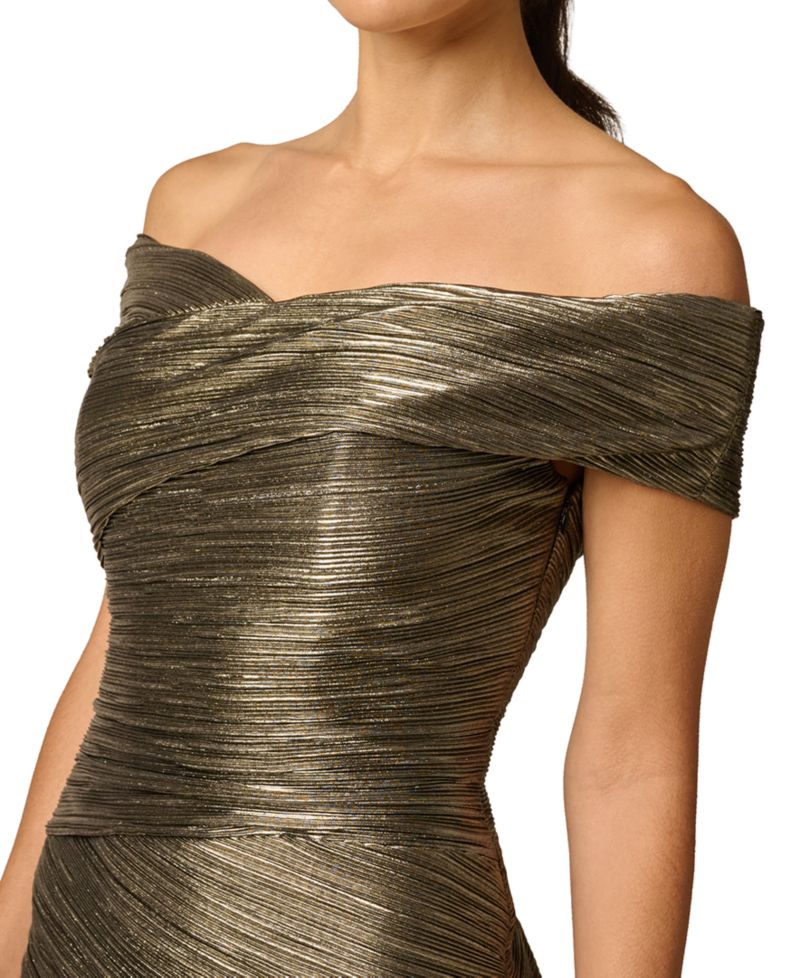 Women's Off-the-Shoulder Metallic-Knit Sheath Dress