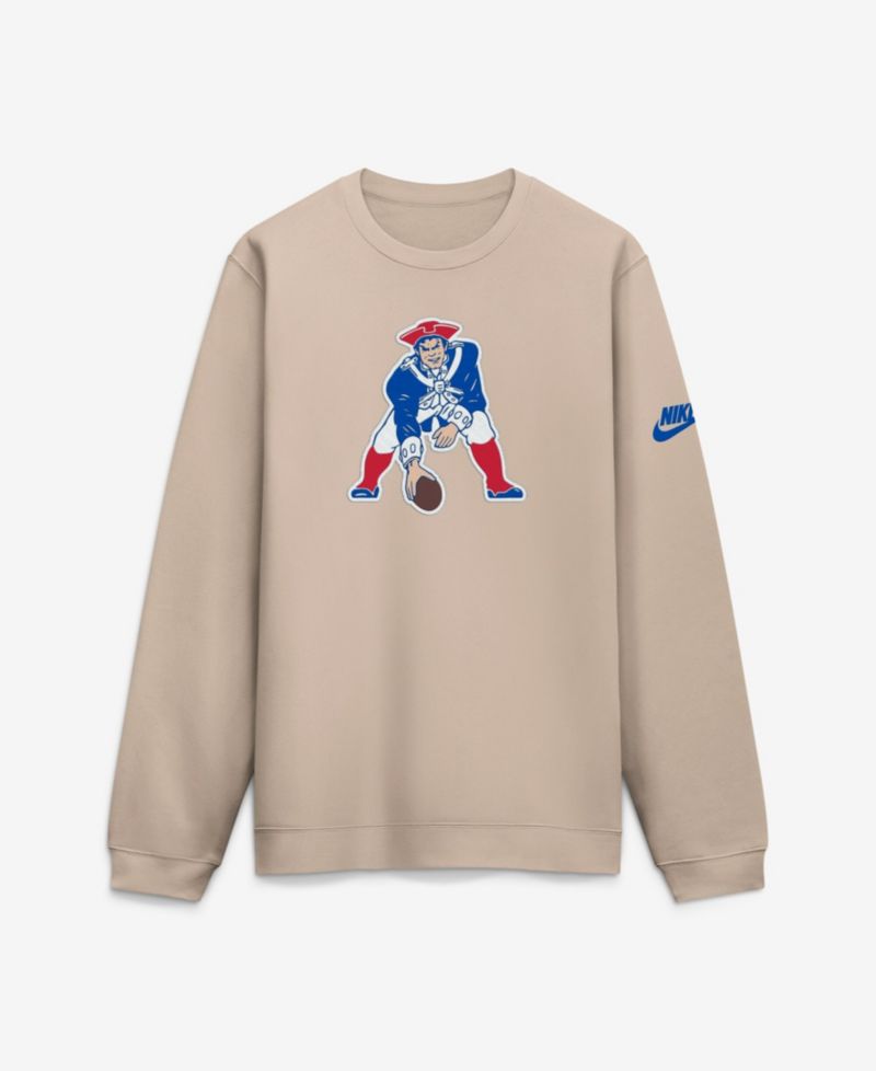 Men's Sand New England Patriots I-Formation Rewind Club Crew Sweatshirt