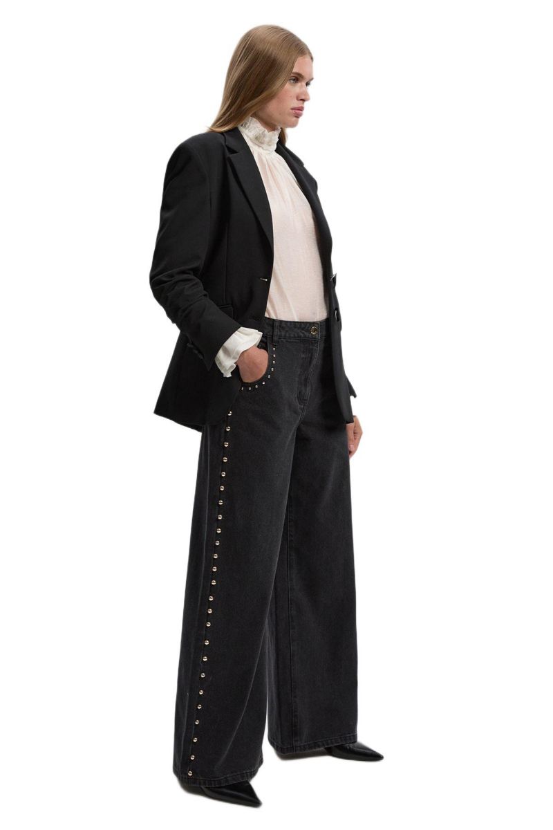 Women's Denim Studded Wide Leg Jeans