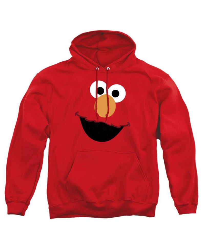 Men's Elmo Face Graphic Pullover Long-Sleeve Cotton-Polyester Blend Hoodie