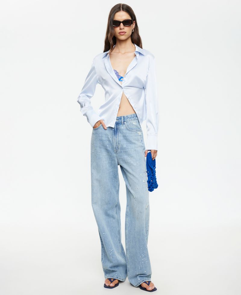 Women's Diamante Straight Cotton Jeans