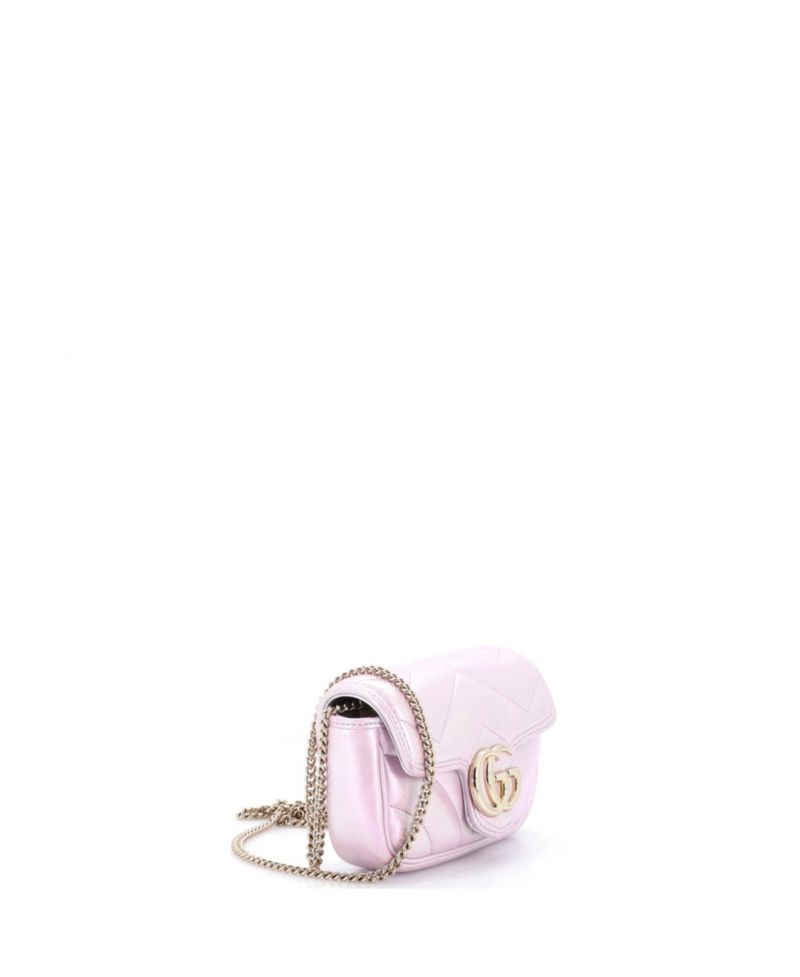 Super Mini GG Marmont Flap Bag Chevron Iridescent Leather