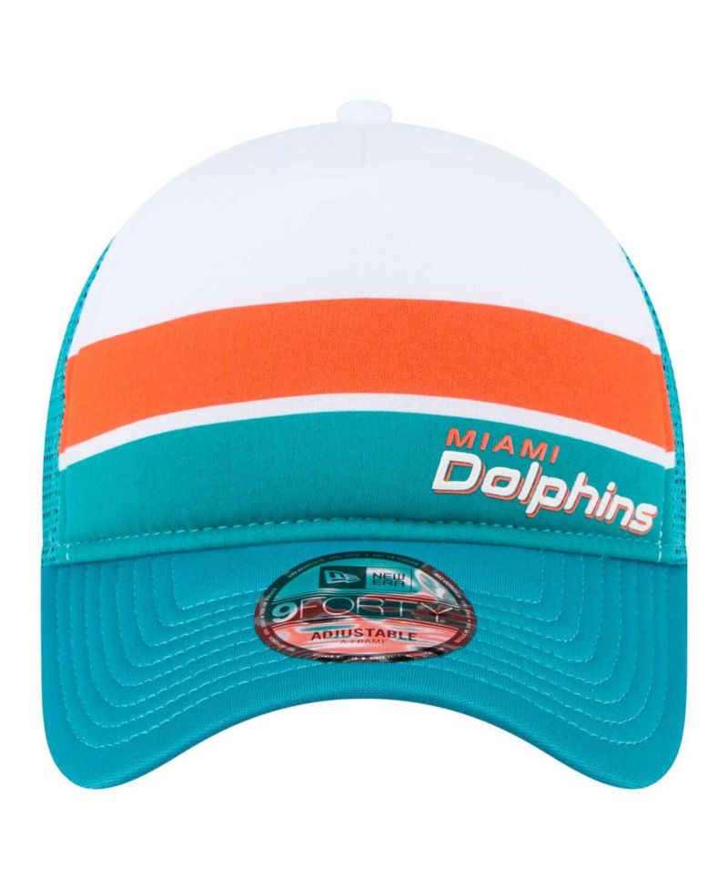 Men's White/Aqua Miami Dolphins Color-Block 9FORTY A-Frame Trucker Adjustable Hat