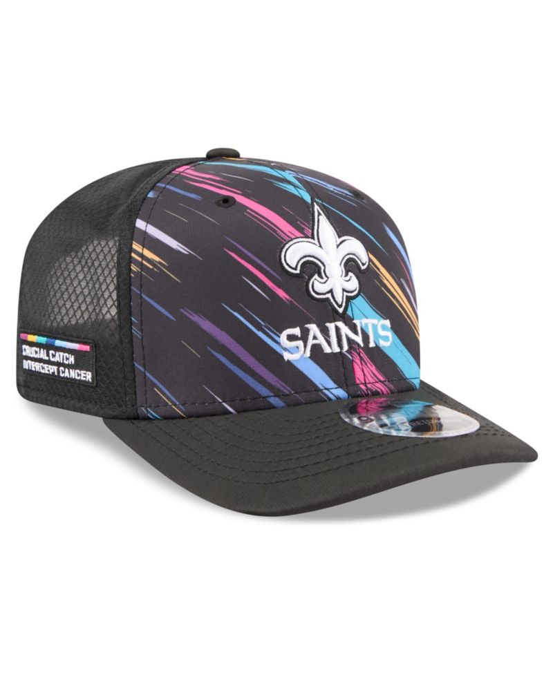 Men's Black New Orleans Saints 2026 NFL Cruical Catch 9SEVENTY Adjustable Trucker Hat