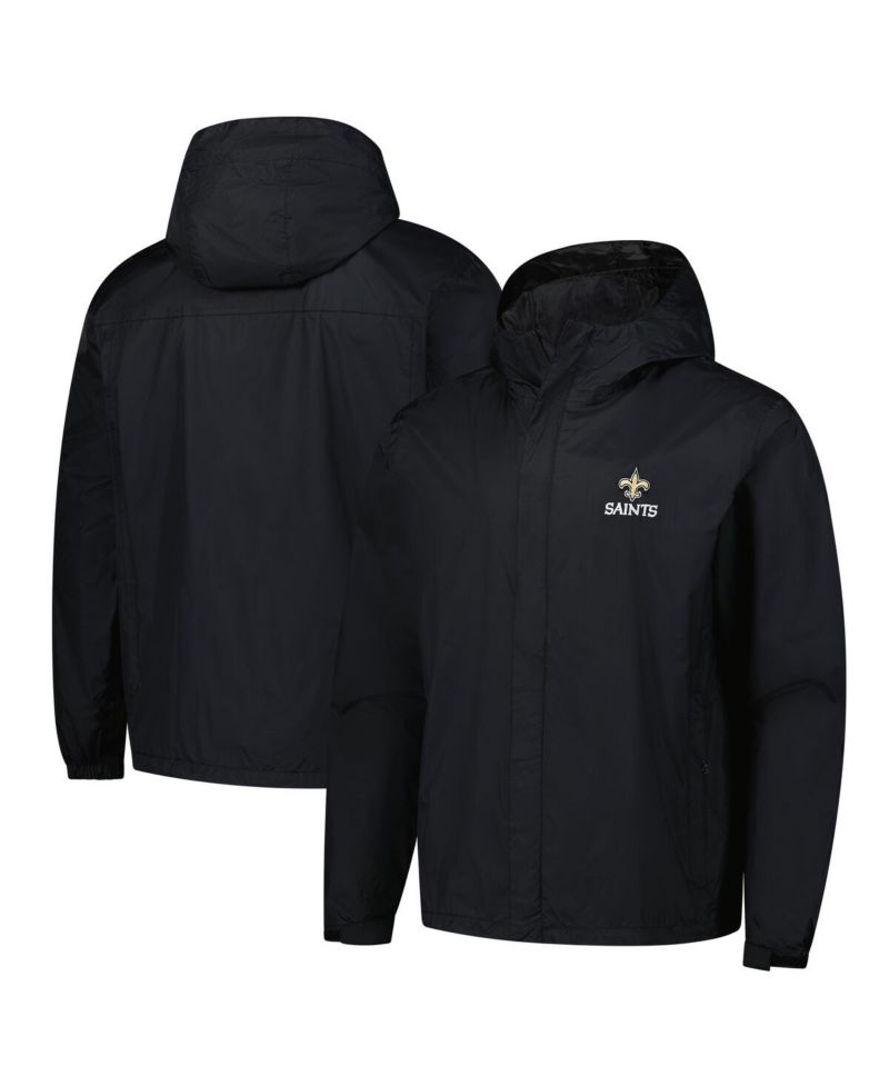 Men's Black New Orleans Saints Tropic Waterproof Packable Full-Zip Hoodie Jacket
