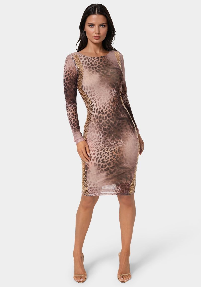 Women's BodyCon Embellished Knee Length Dress