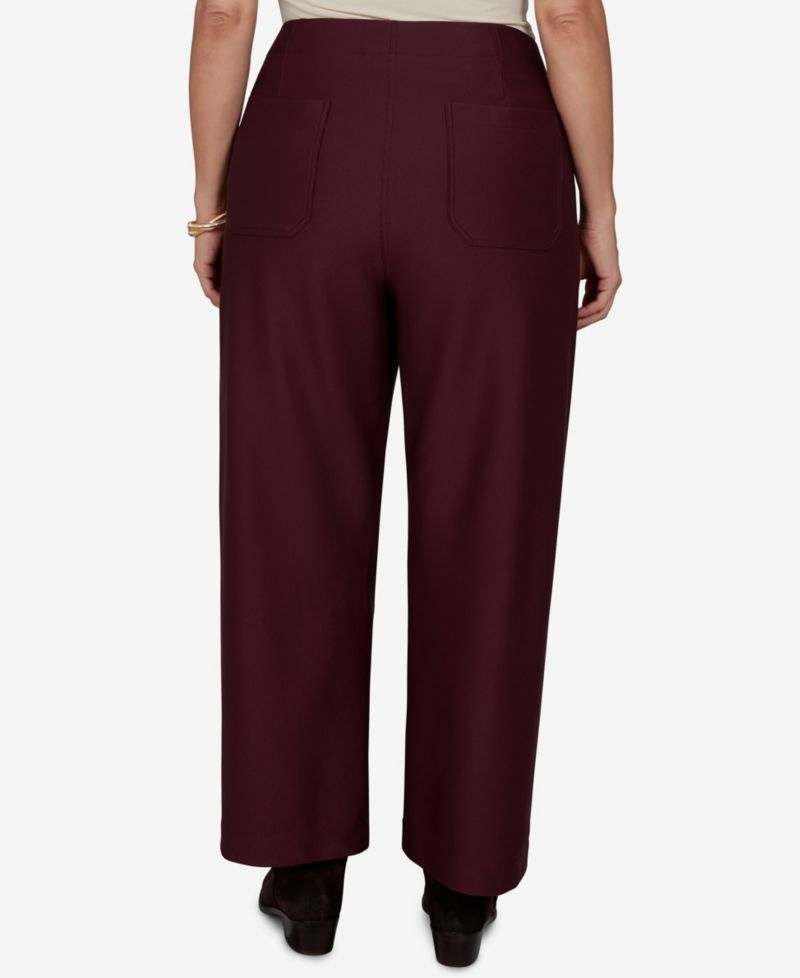 Plus Size Solid Pique Wide-Leg Pull-On Pants