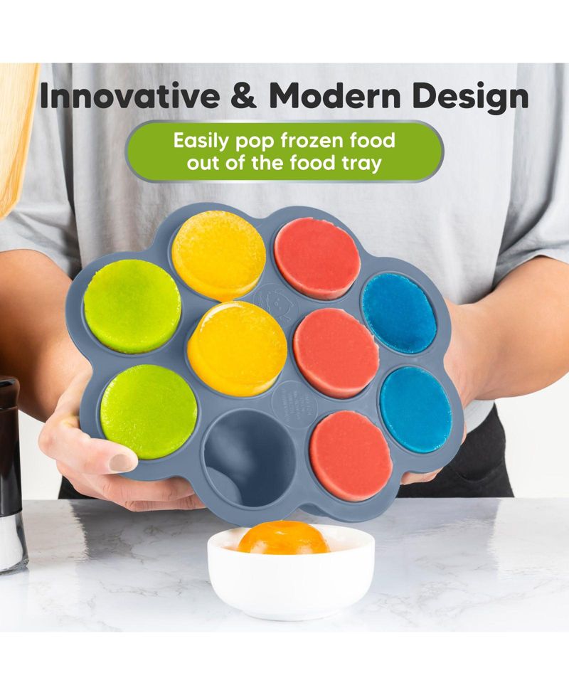Prep Silicone Baby Food Freezer Tray with Clip-on Lid, 2oz x 10 Silicone Freezer Molds, BPA-Free Baby Food Storage