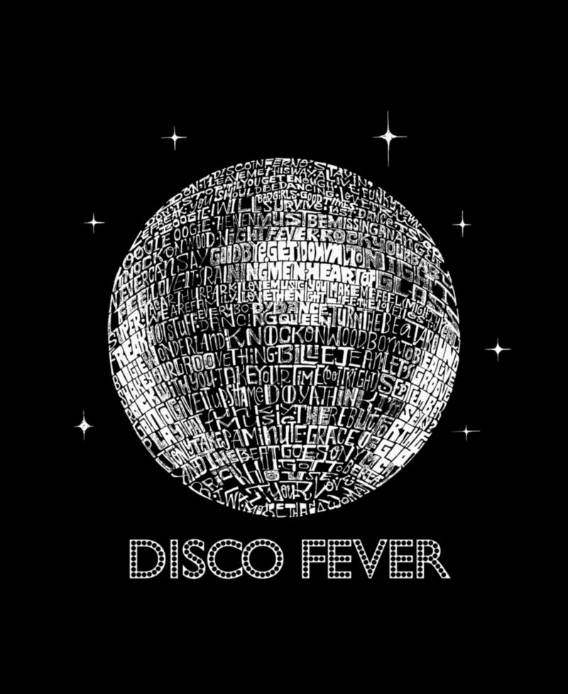 Men's Cotton/Poly Blend Word Art Disco Ball T-shirt