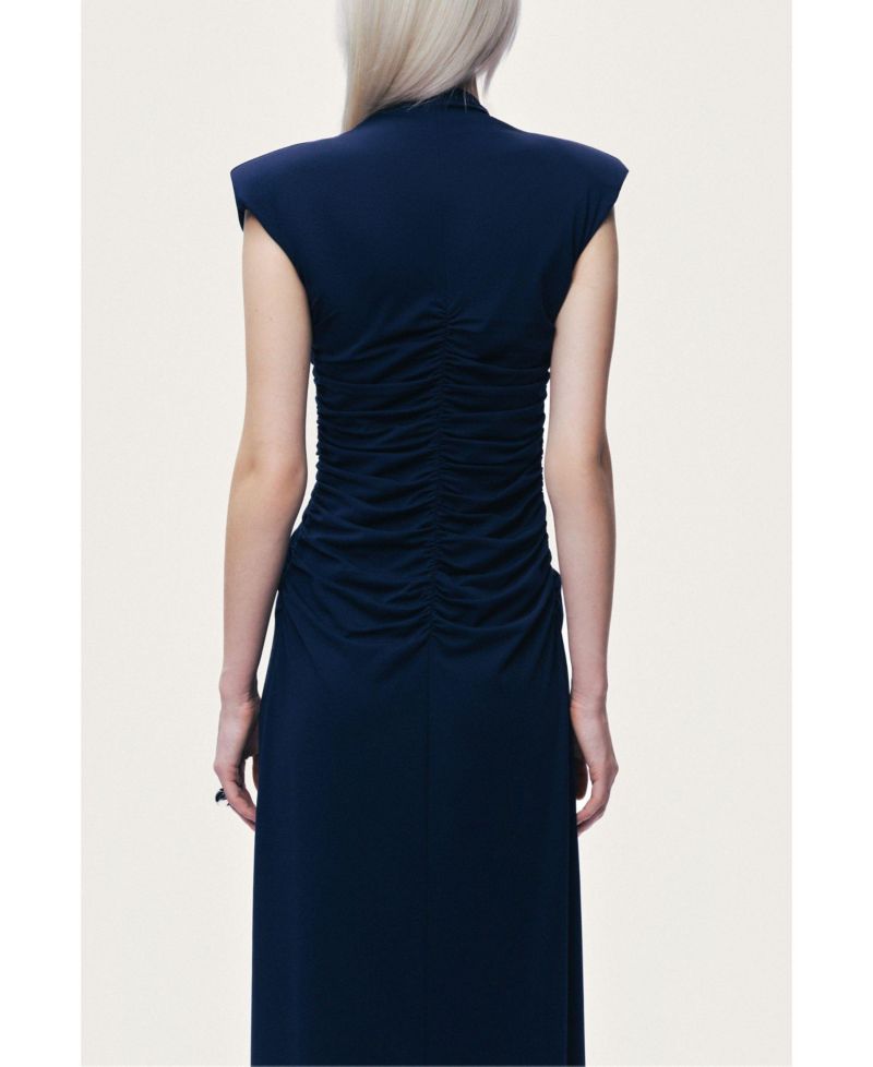 Women's Zip-Front Draped Maxi Dress