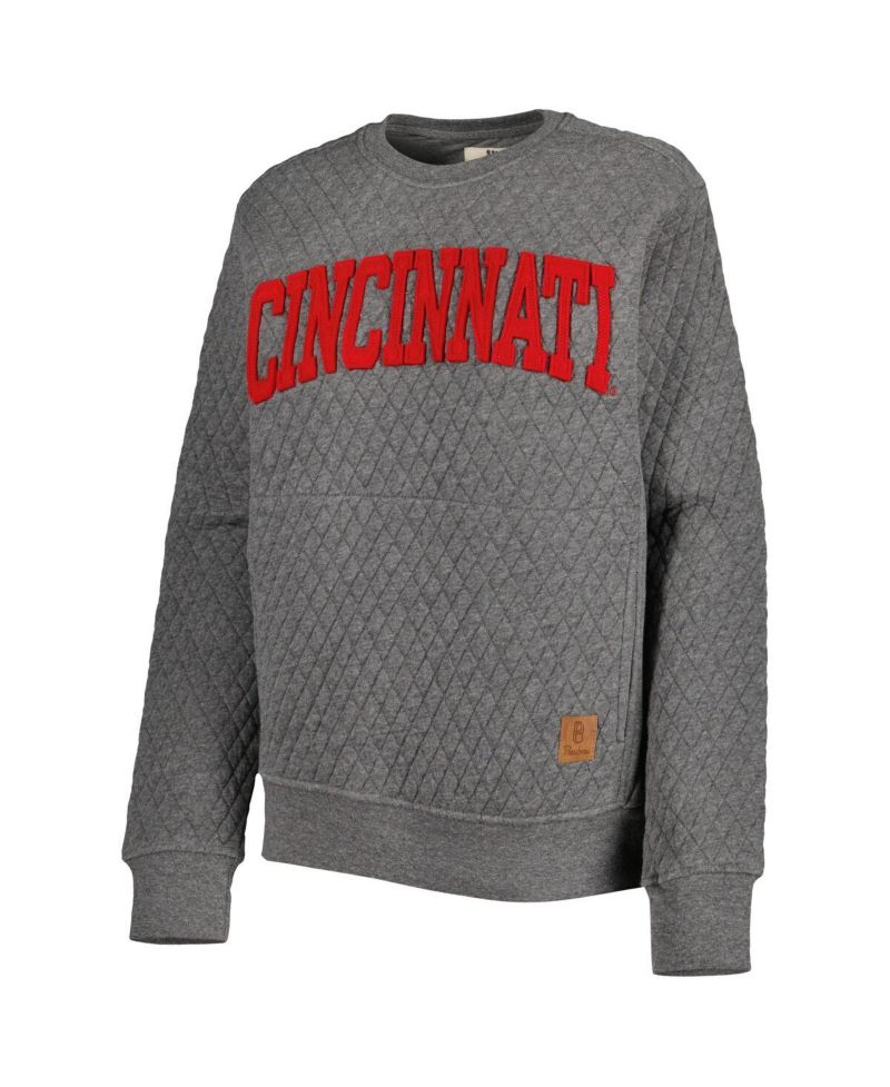 Women's Heather Charcoal Cincinnati Bearcats Moose Quilted Pullover Sweatshirt