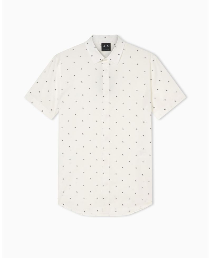 Men's Poplin Allover logo Print Button Down Shirt