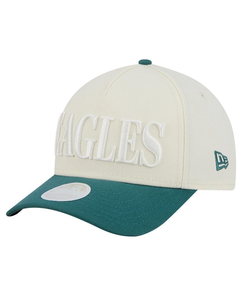 Women's Cream/Midnight Green Philadelphia Eagles Tonal A-Frame 9FORTY Adjustable Hat