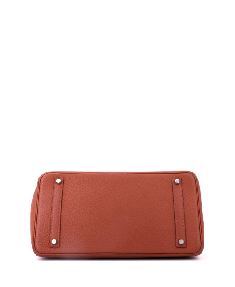Birkin 35 Handbag Brown Fjord with Palladium Hardware