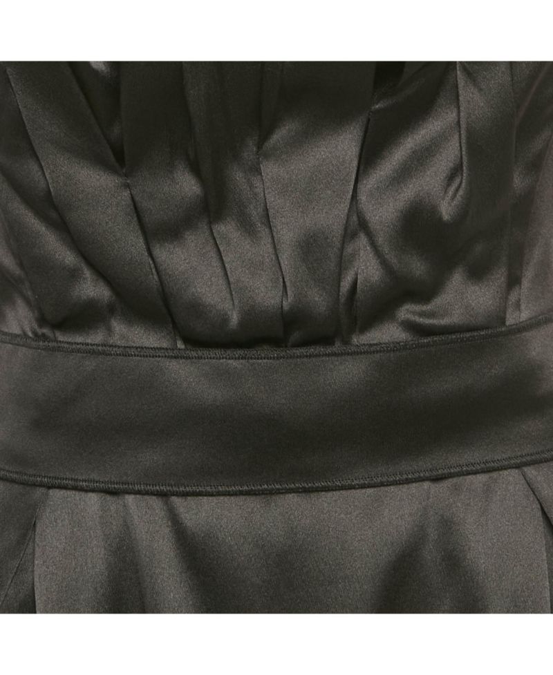 Women's Black Satin Strapless Short Dress