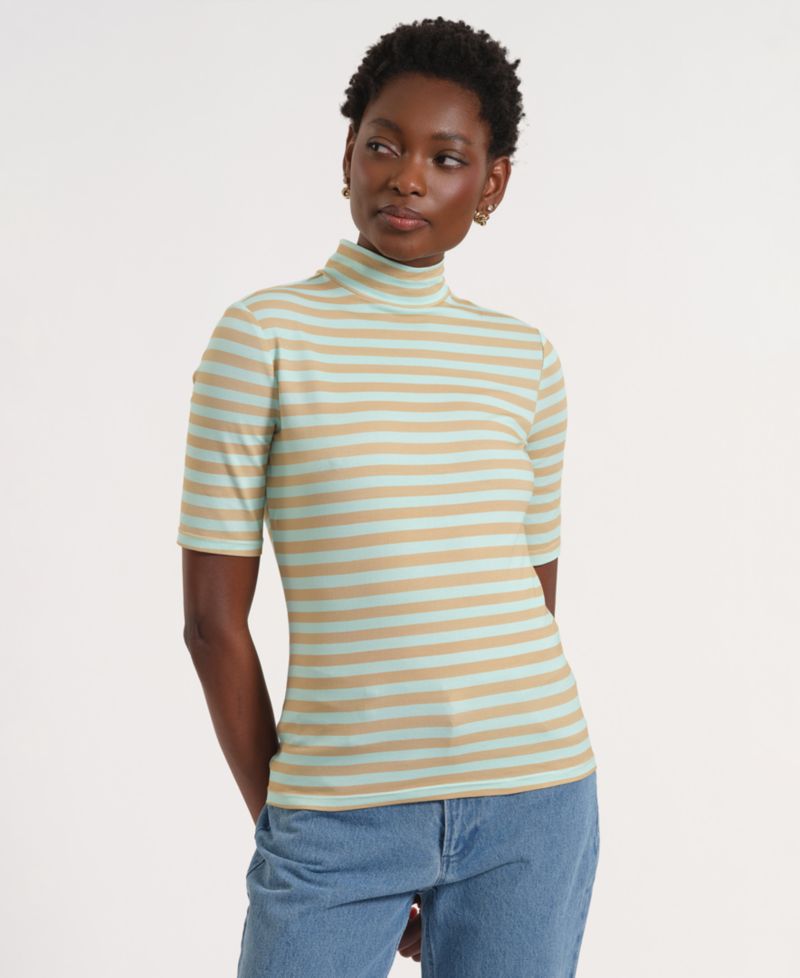 Women's Short-Sleeve Turtle Neck Knitted Top
