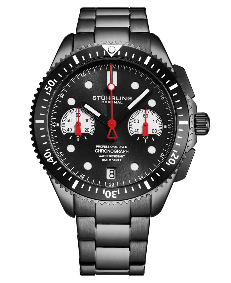 Velocity 4016 Men s Chronograph Watch - Quartz Movement, 42mm Case, Rotating Bezel, Stainless Steel Bracelet
