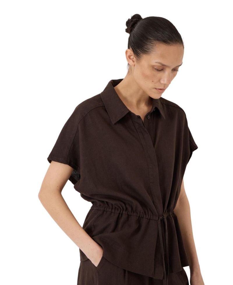 Women's Mirai Linen-Blend Short-Sleeve Button-Up Shirt