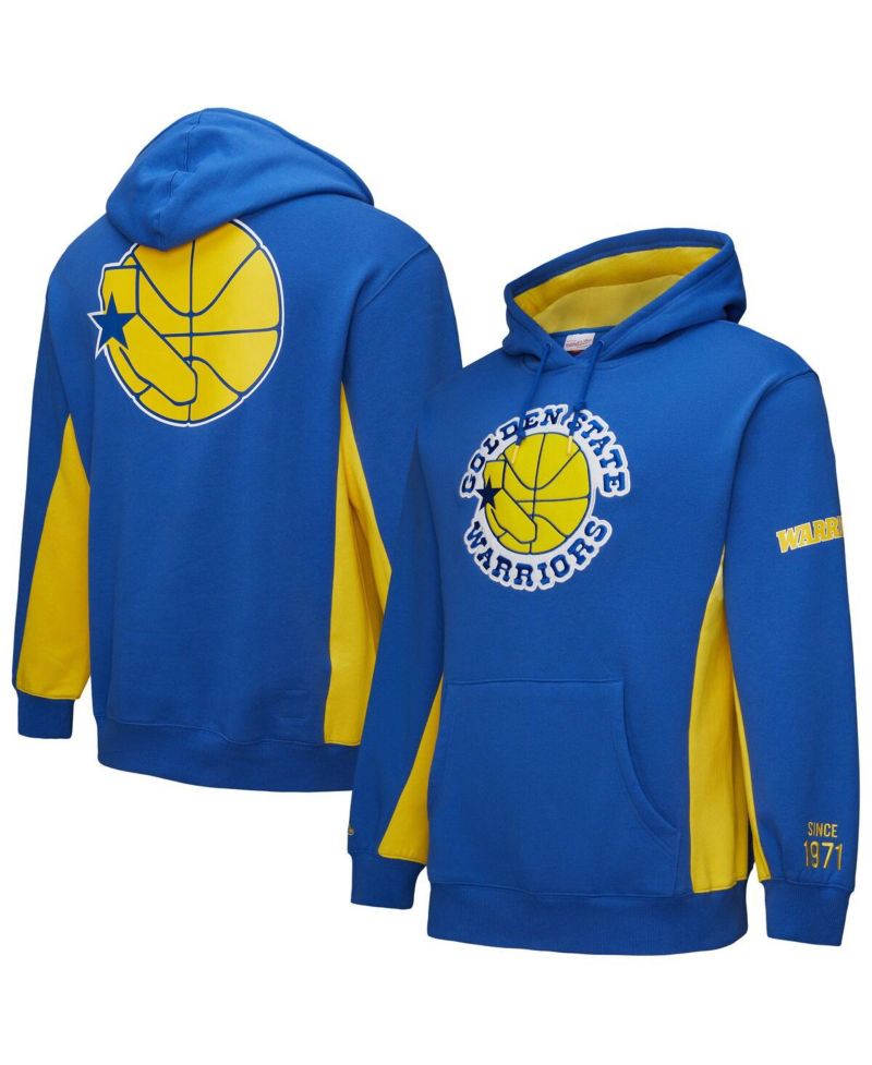 Men's Royal Golden State Warriors Hardwood Classics Team Origins Fleece Pullover Hoodie