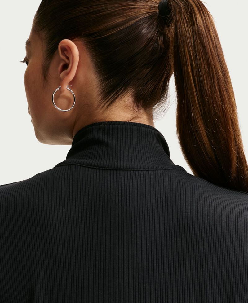 Plus Sportswear Ribbed Quarter-Zip Long-Sleeve Top