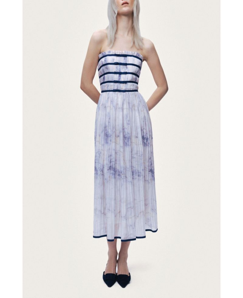 Women's Bow Detail Strapless Midi Dress