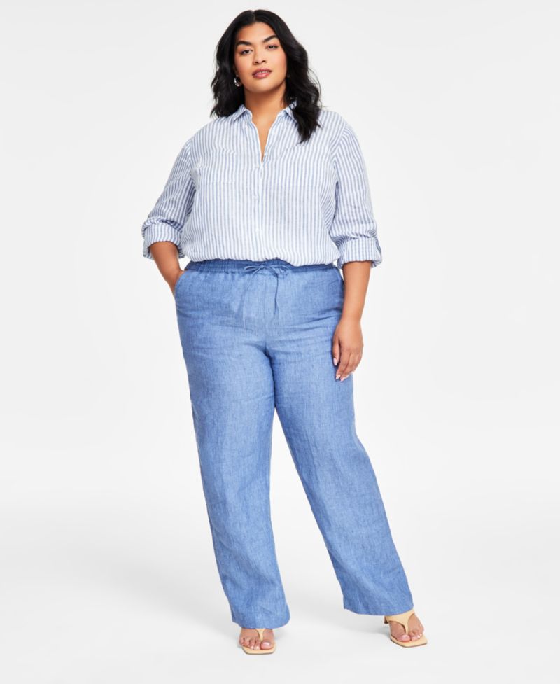 Women's 100% Linen Drawstring Pants