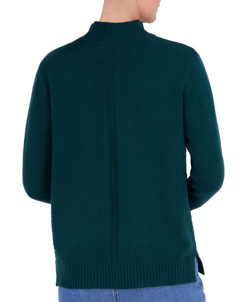 Women's Oversized Turtleneck Stitch-Detail Sweater