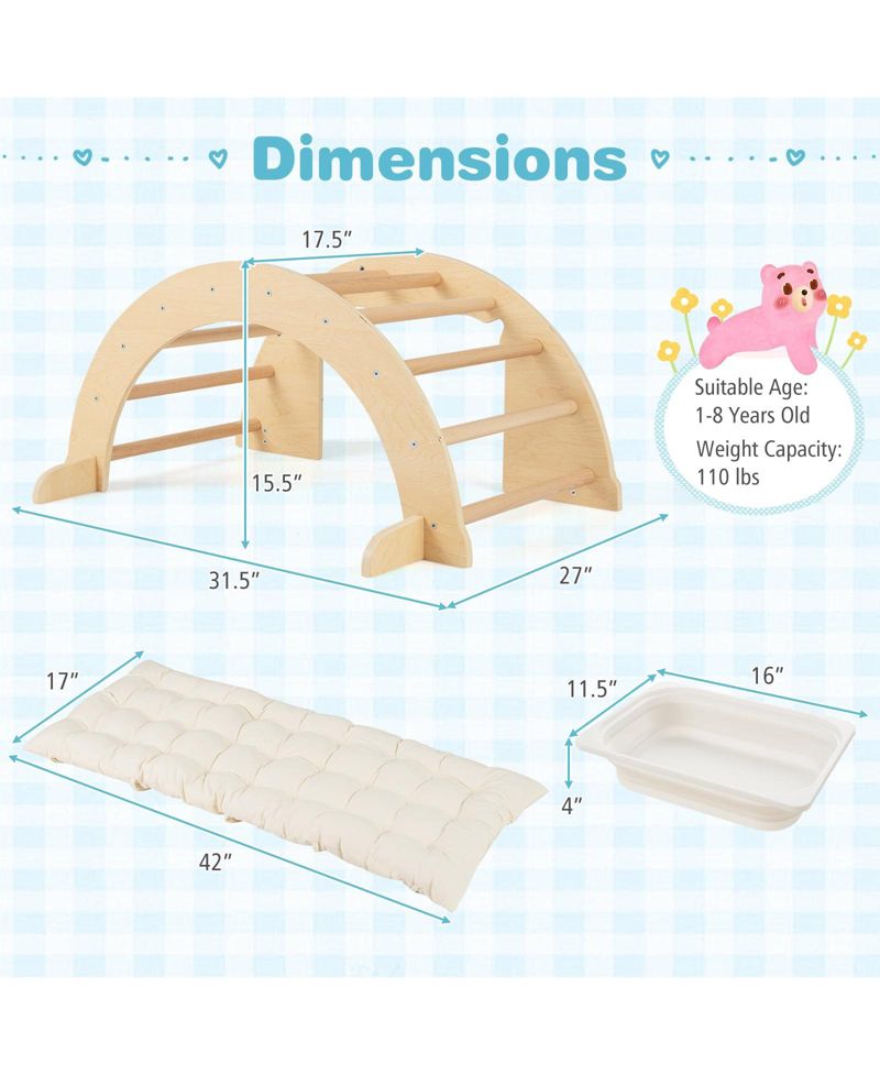 6-in-1 Climbing Arch Removable Cushion Playset