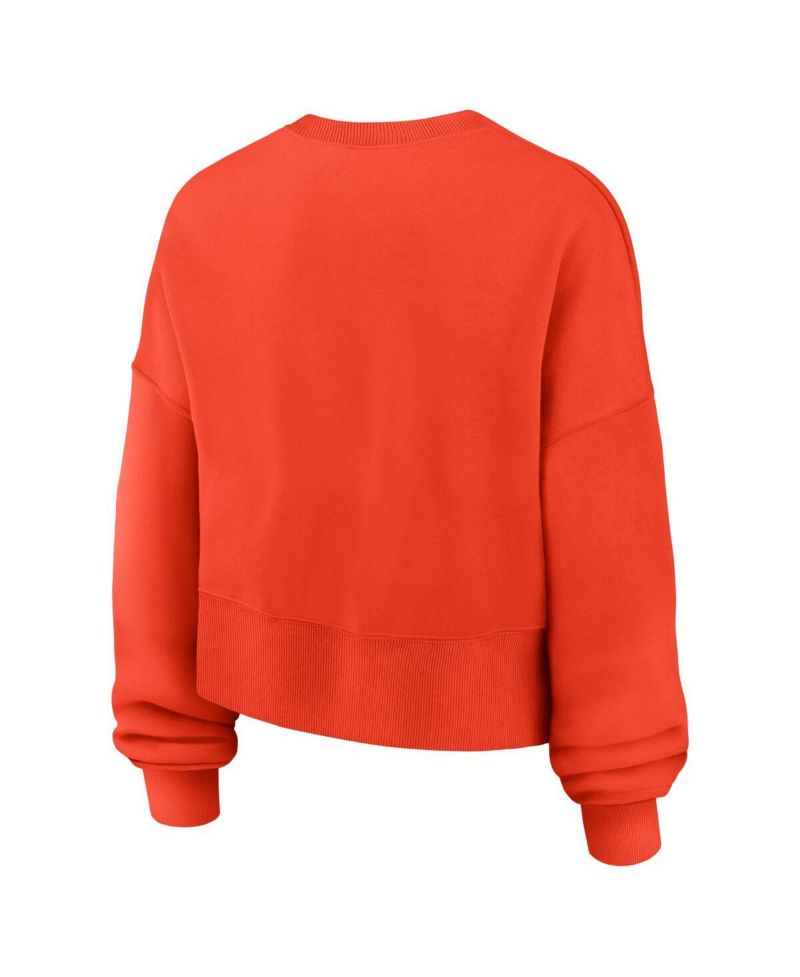 Women's Orange Houston Astros Oversized High Hip Pullover Sweatshirt