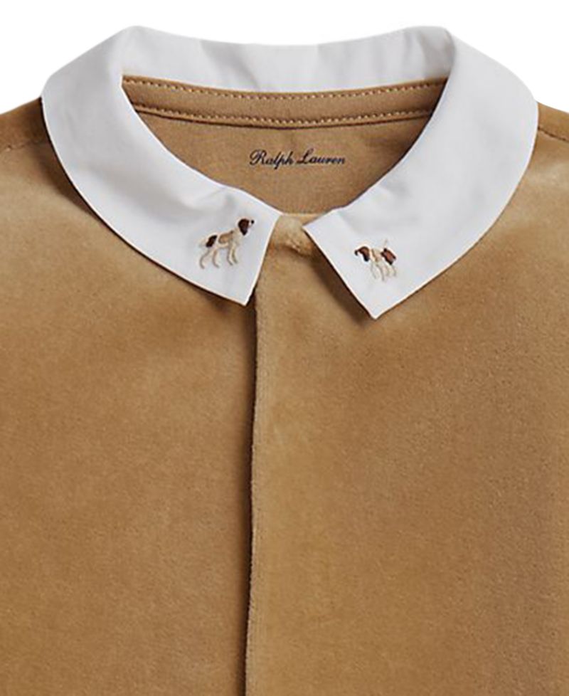 Baby Boys' Embroidered Velour Footed Coverall