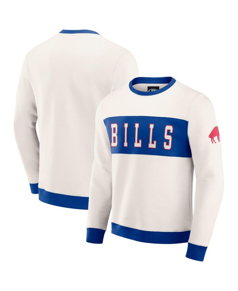 Men's Cream Buffalo Bills Color Block Pullover Sweatshirt