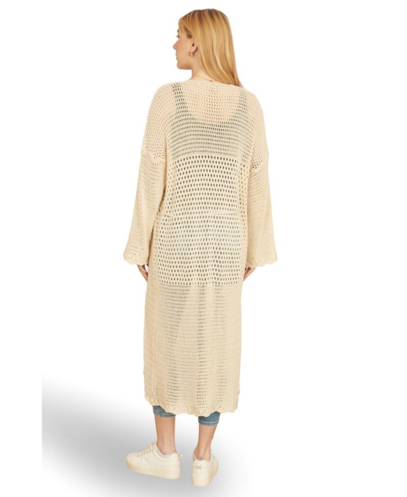 Women's Crochet Long Line Cardigan
