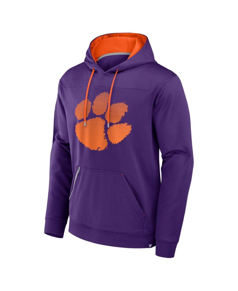 Men's Purple Clemson Tigers Defender Dot Faded Primary Pullover Hoodie
