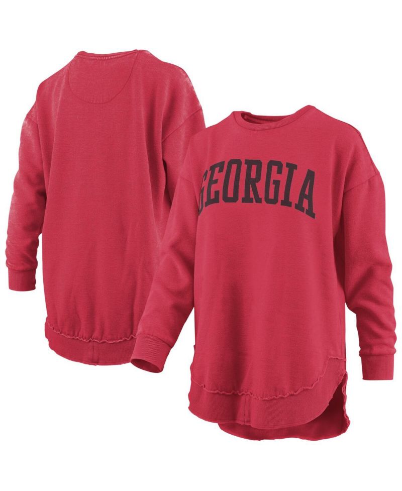 Women's Red Georgia Bulldogs M&eacute;lange Poncho Vintage Fleece Long Sleeve Pullover Sweatshirt