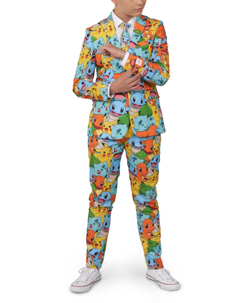 Big Boys Pokemon Licensed Suit, 3-Piece Set Including Blazer, Pants and Clip-On-Tie