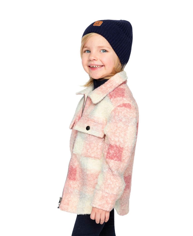 Big Girls Zipped Plaid Overshirt with Chest Pockets