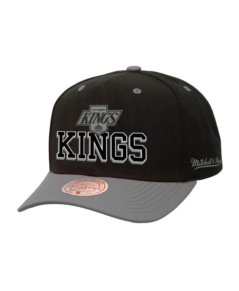 Men's Black/Silver Los Angeles Kings Backside Script Two-Tone Pro Crown Adjustable Hat